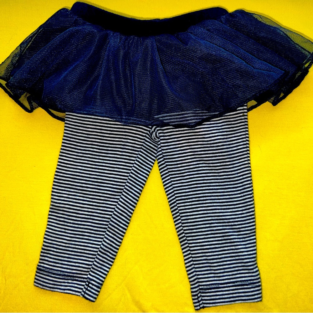 Baby girls blue stripped tutu leggings Sz 3m GUC